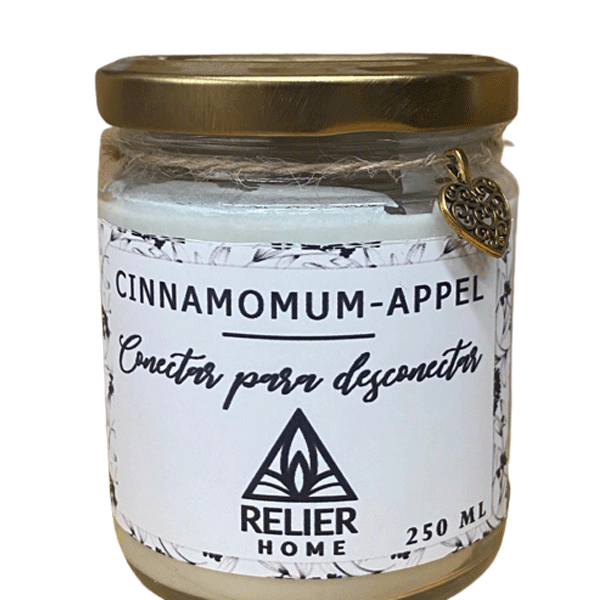 Vela aromática de cera de soja con aroma a manzana y canela